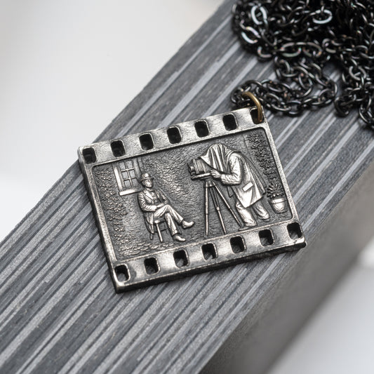 Handmade Sterling Silver Necklace — Vintage Portrait Scene — Photographer Gift