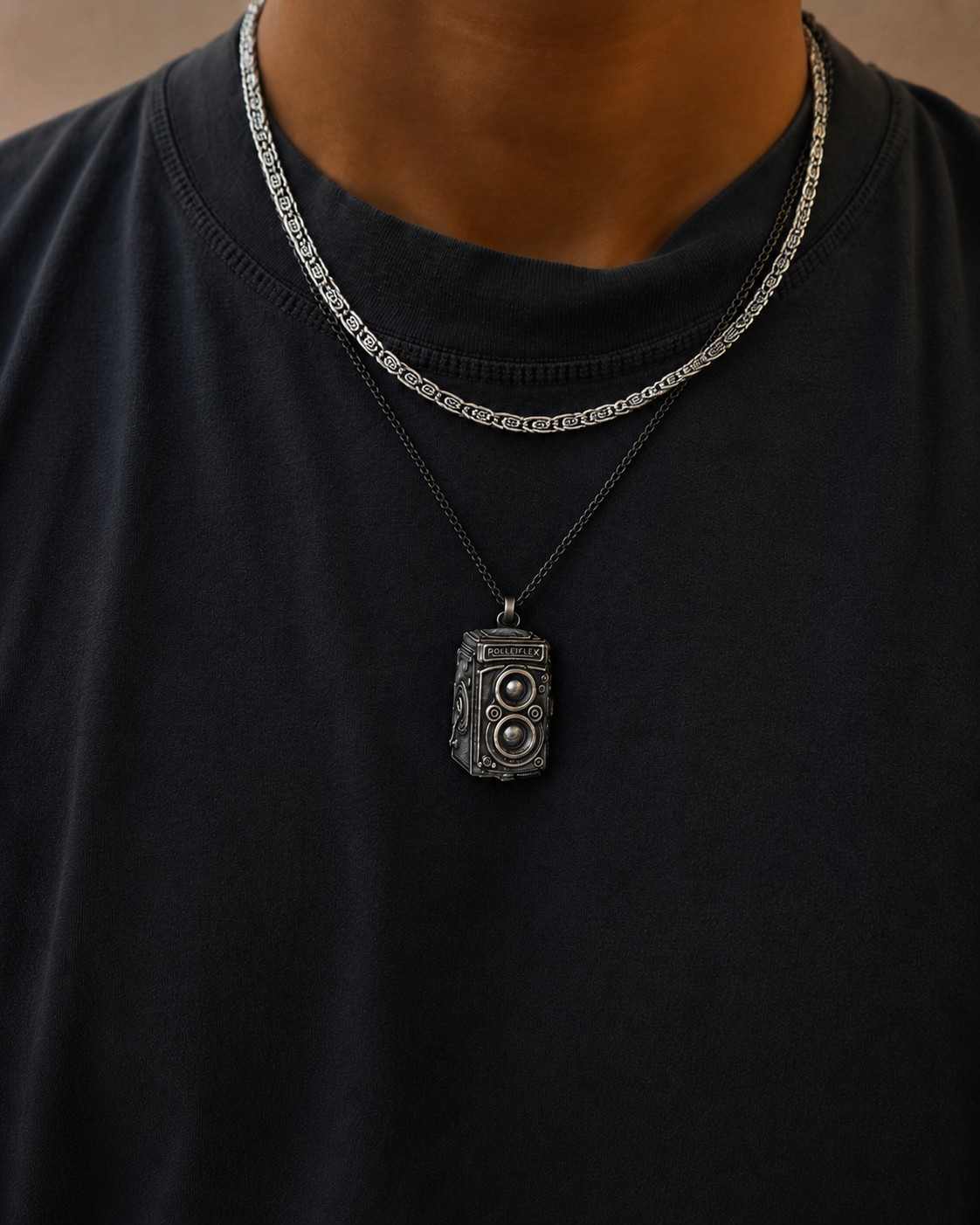 Sterling Silver Necklace — Rolleiflex — Photographer Gift — Camera Jewelry