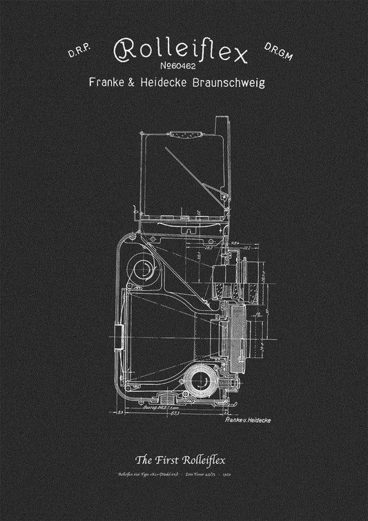 Premium 40x60cm Poster --- Rolleiflex K1 1929 --- Technical drawing