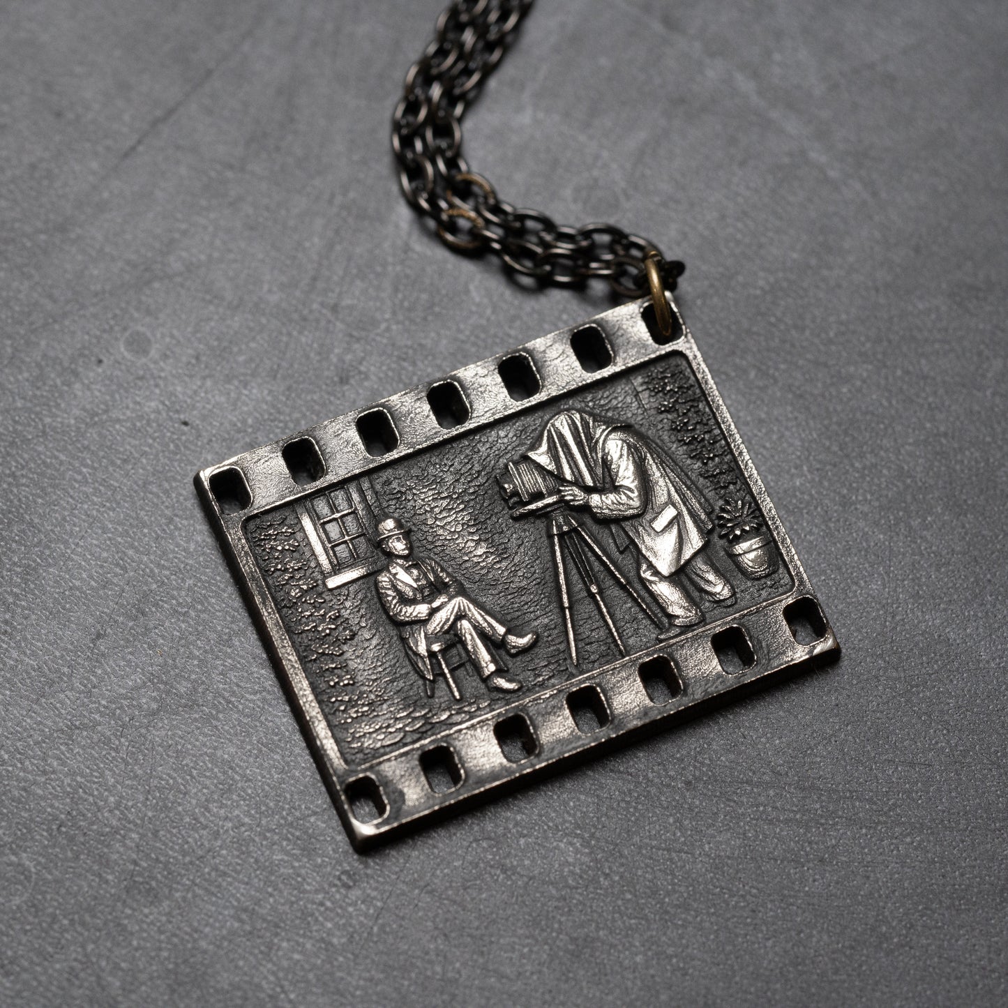 Handmade Sterling Silver Necklace — Vintage Portrait Scene — Photographer Gift