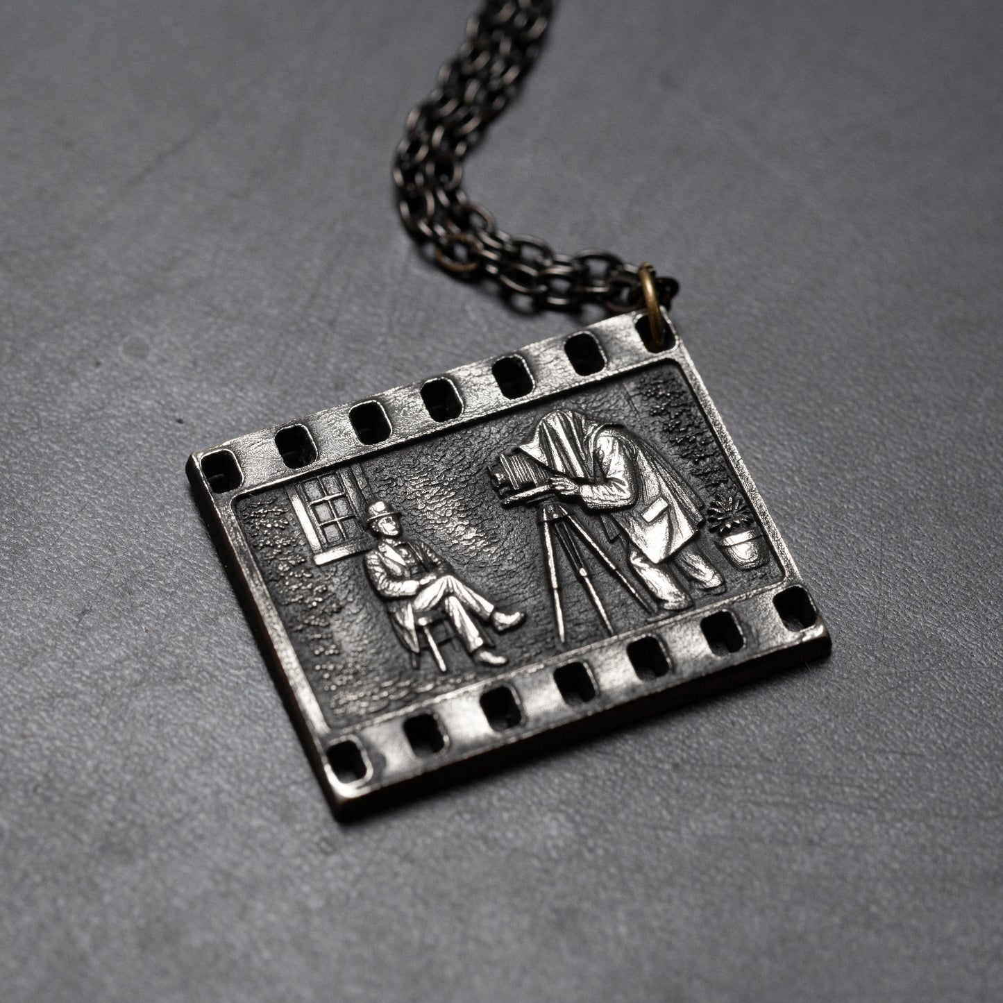 Handmade Sterling Silver Necklace — Vintage Portrait Scene — Photographer Gift