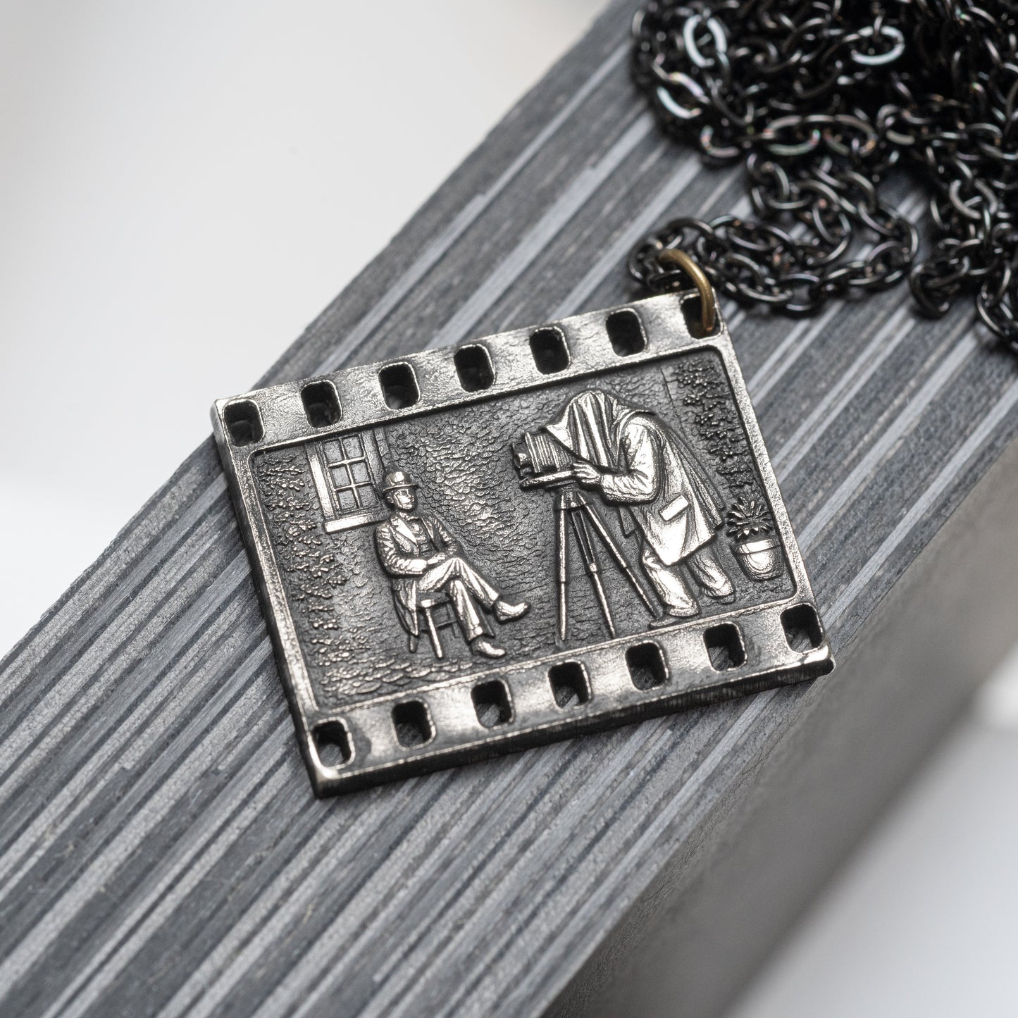 Handmade Sterling Silver Necklace — Vintage Portrait Scene — Photographer Gift