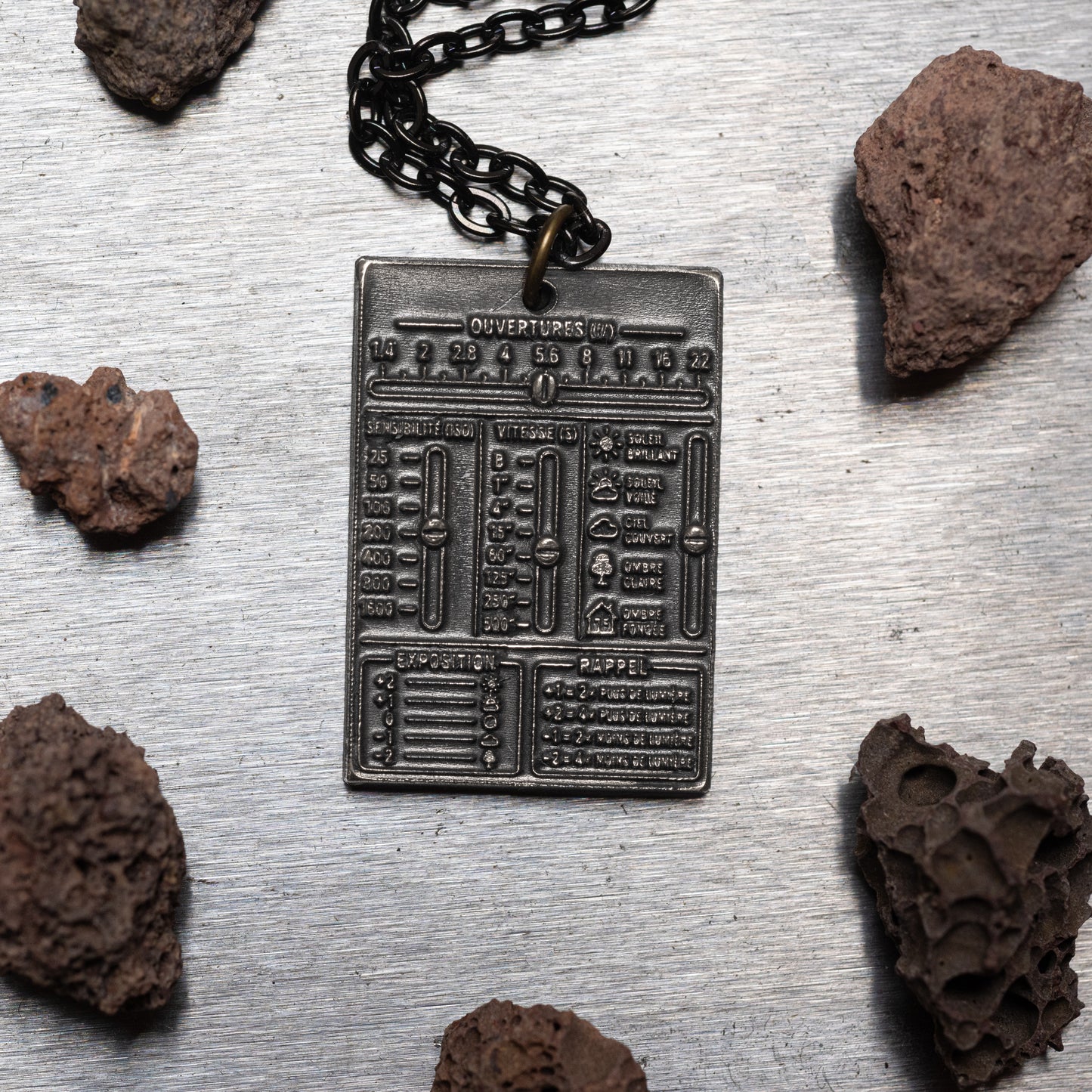 Handmade Sterling Silver Necklace — Vintage Exposure Table — Photographer Gift