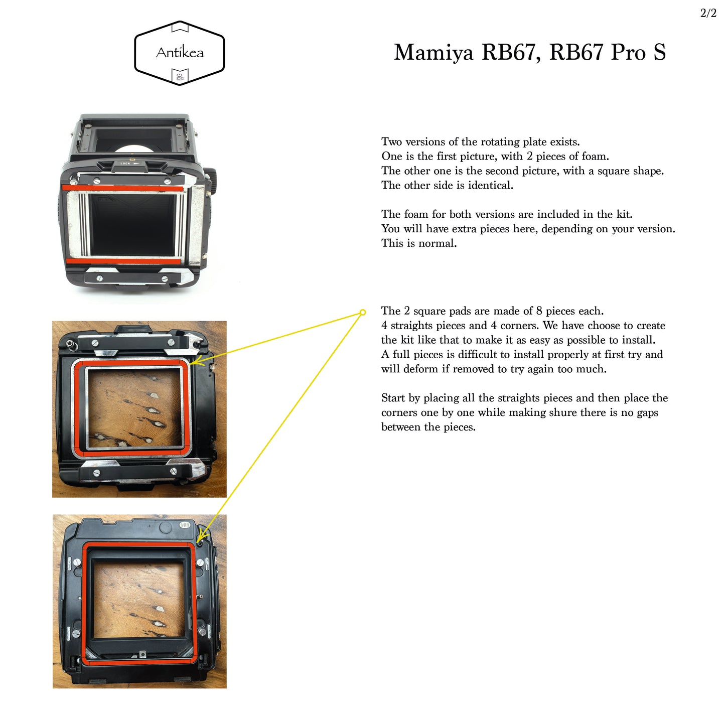 Premium Light Seal Foam Kit for   ----       Mamiya RB67    ----