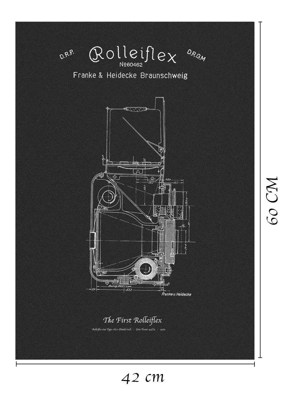 Premium 40x60cm Poster ---  Rolleiflex K1 1929  --- Technical drawing