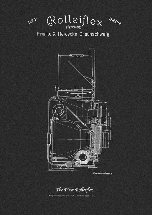 Premium 40x60cm Poster ---  Rolleiflex K1 1929  --- Technical drawing